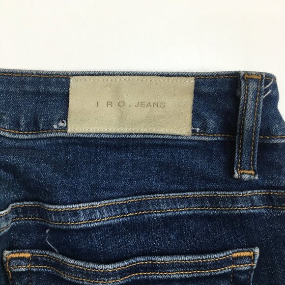 IRO Jarod Medium Wash Step Fray Hem 5 Pocket Logo Hardware Jeans - Picture 11 of 12